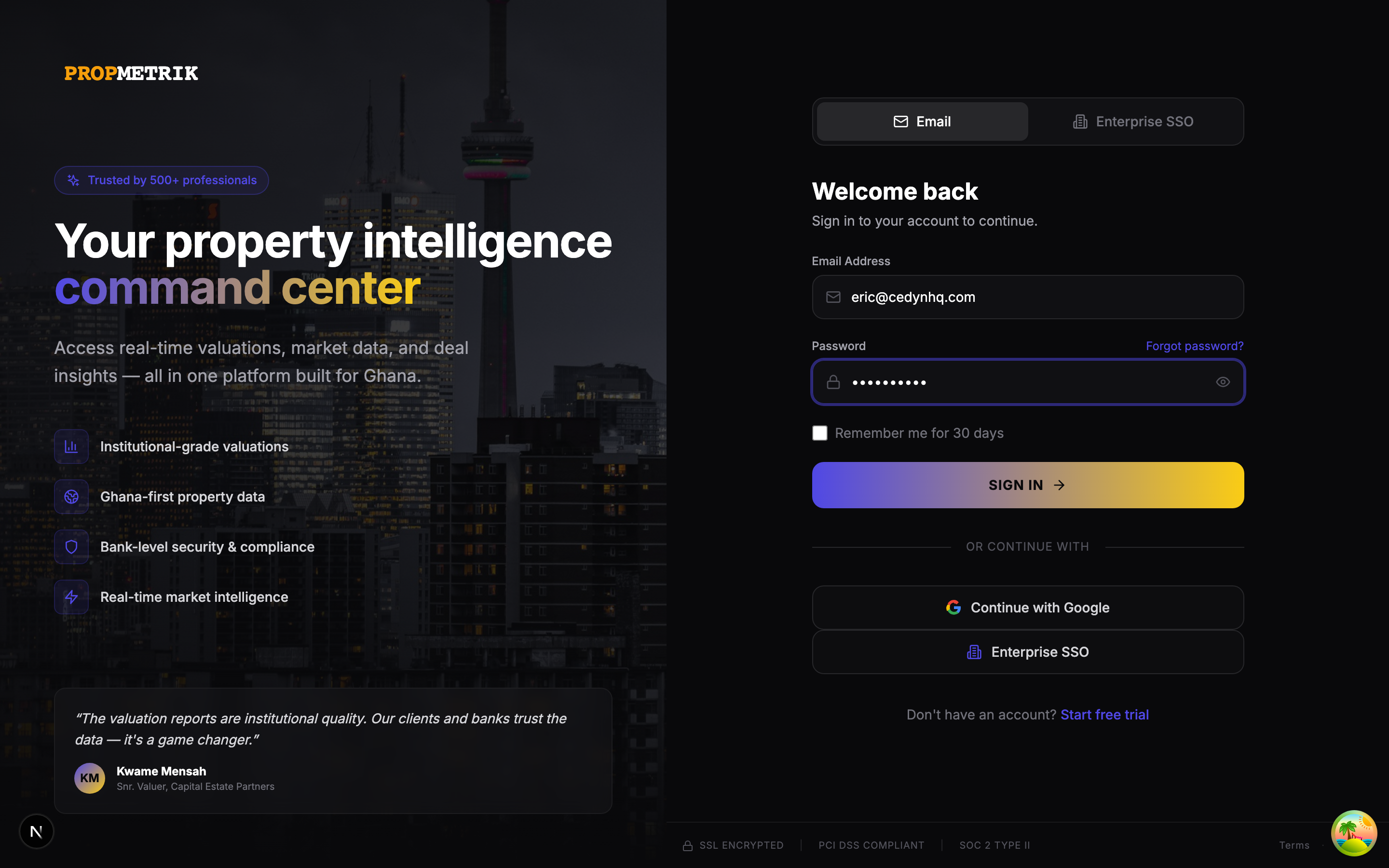 Login with Credentials Filled