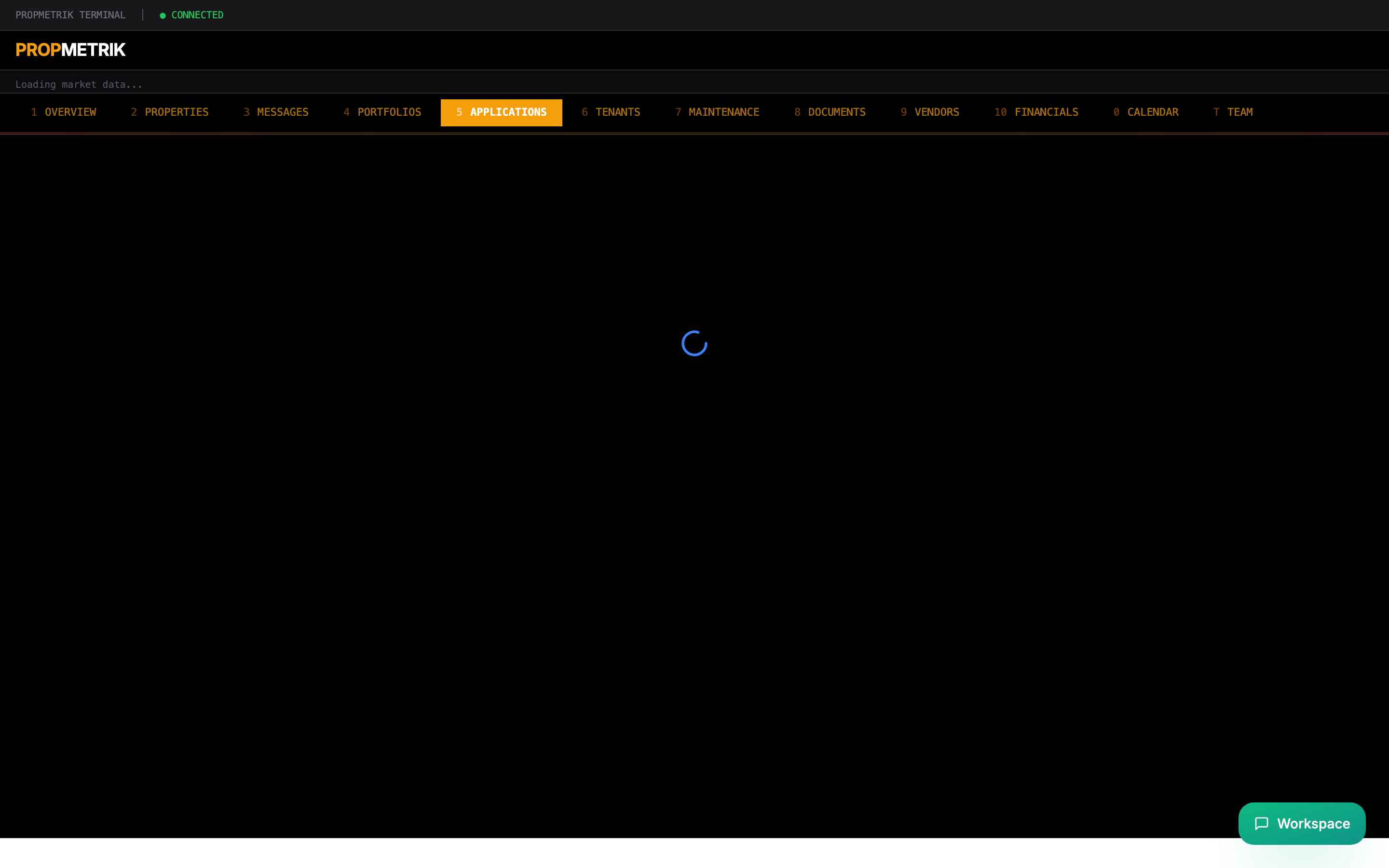 Applications list showing rental applications with review status