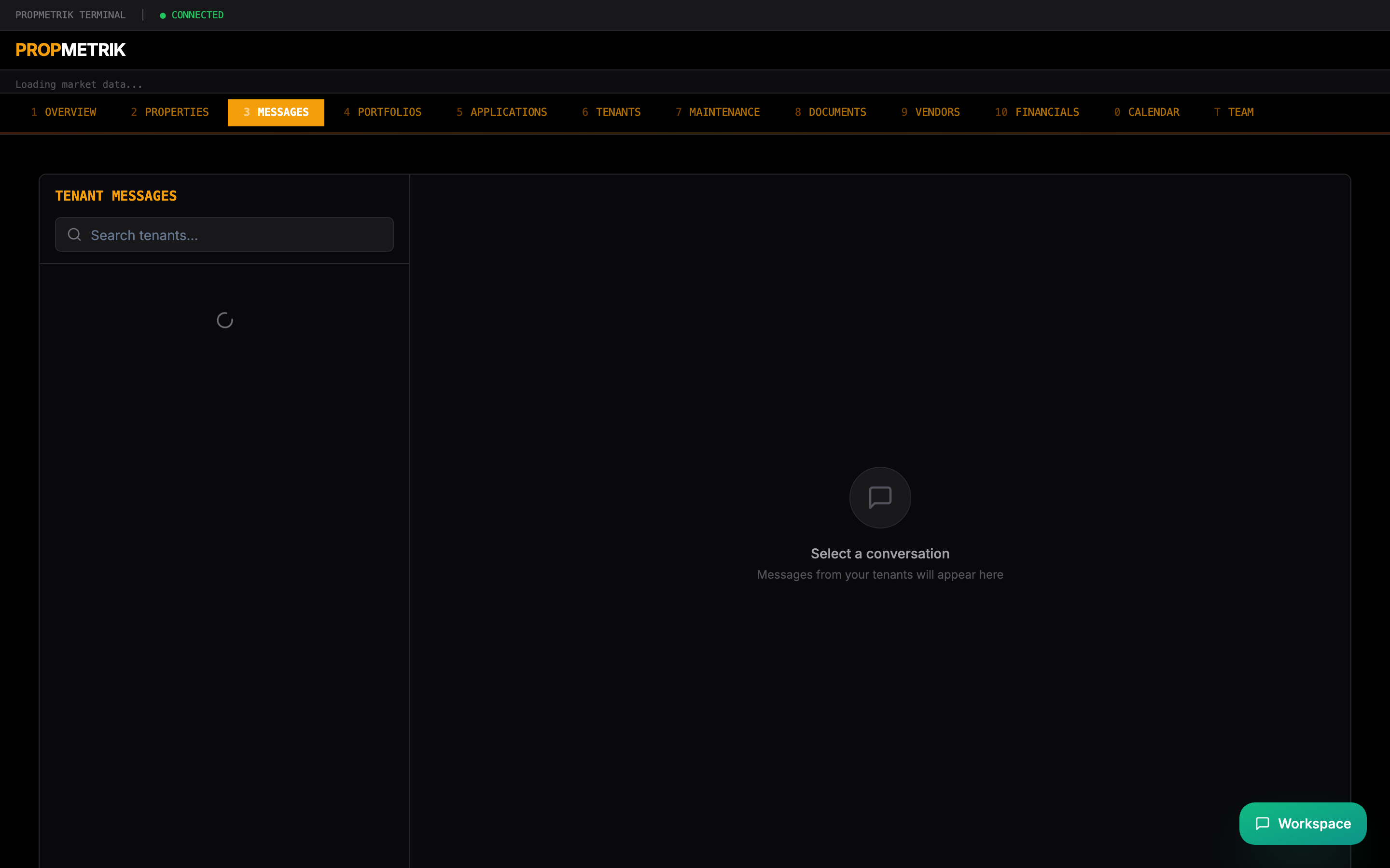 Messaging interface for tenant and team communication